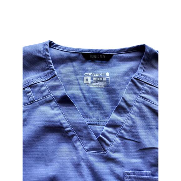 Carhartt Men's Blue Ripstop Rugged Flex 6 pockets V-Neck Scrub Top Size M - Picture 4 of 12